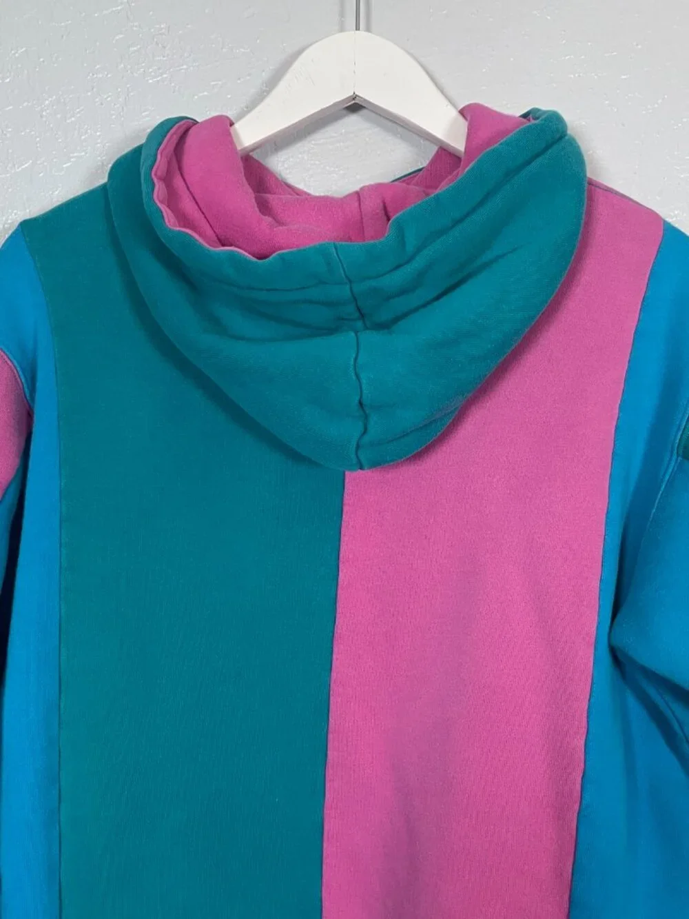 Teddy Fresh Men M Love Bubblegum Blue Pink Green Color Block Hoodie Sweatshirt - Picture 7 of 10